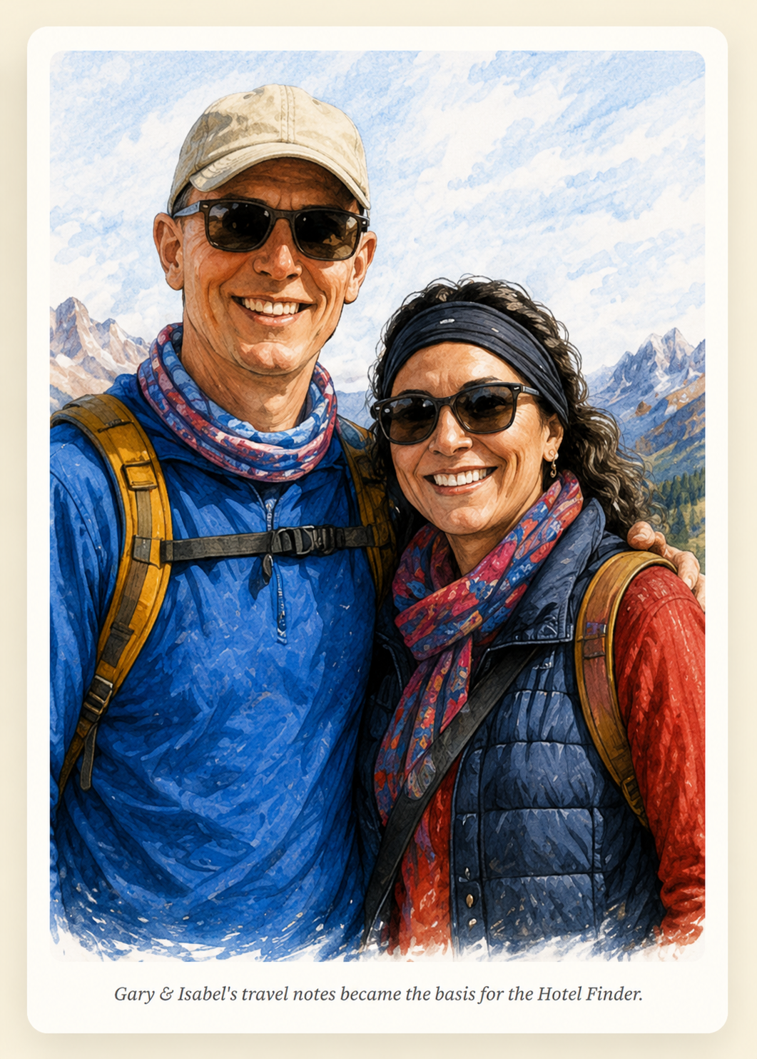 Gary and Isabel Wilson on a mountain trek