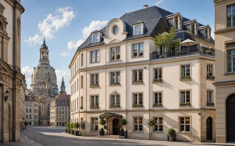 AI-generated realistic daylight view of Hotel Suitess in Dresden, Germany