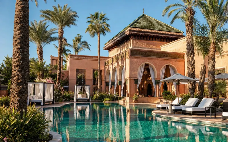 AI-generated realistic daylight view of Sofitel Marrakech Palais Imperial & Spa in Marrakech, Morocco